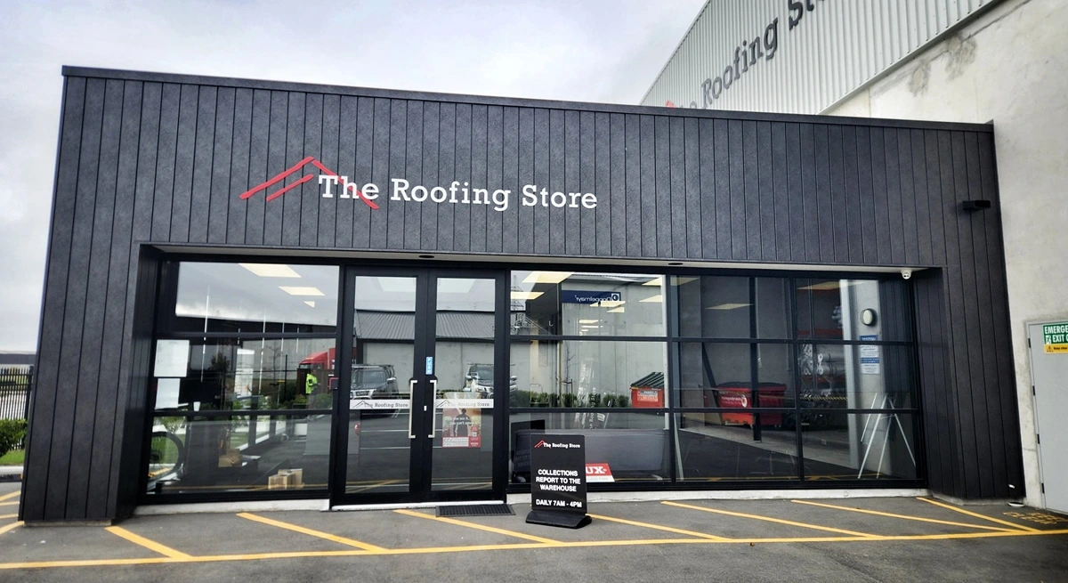 This is our Christchurch branch, featuring both our longrun and architectural cladding options. The design features TRS 5 Cladding in Vitor+ Gull Grey for the Warehouse and Lux Corten Dark Cladding for the Office, using Interlocking Panels to create a modern and durable exterior.