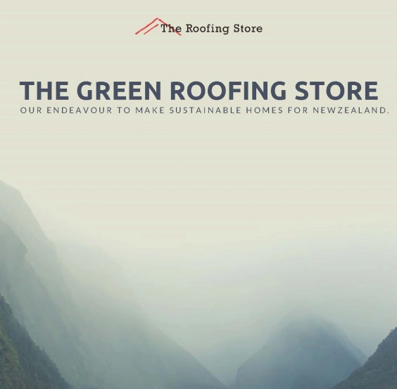 Cover of The Roofing Store Sustainability Report 2022 with the tagline 'Our Endeavour to Make Sustainable Homes for New Zealand' and a dark blue mountain-themed background.