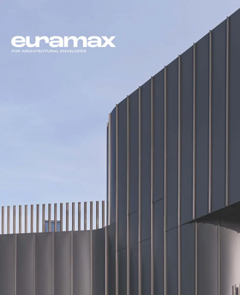 Cover page of the Euramax brochure showcasing premium colour-coated aluminium solutions for architectural applications.