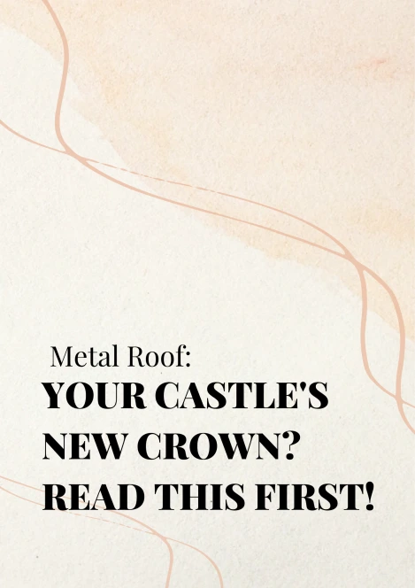 Decorative banner with text: Metal Roof - Your Castle's New Crown? Read This First!