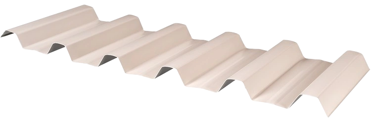 TRS 9 Longrun Steel Roofing profile in beige colour, featuring a corrugated design.