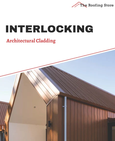 Cover page of TRS Interlocking Panels brochure showcasing modern architectural cladding.